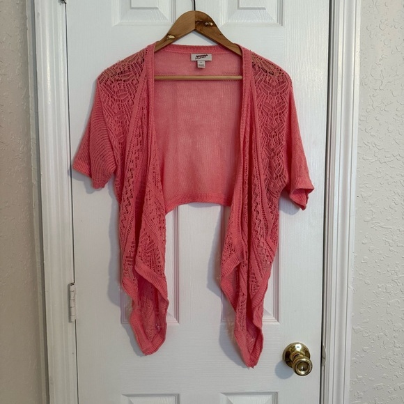 Arizona Jeans Coral Bolero Open-Front Knit Sweater Y2K Spring Cover Up Layer XL - Picture 1 of 8